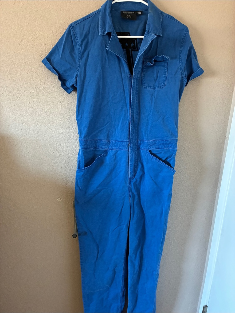 Harley-Davidson Blue Short-Sleeve Kids Coverall Jumpsuit